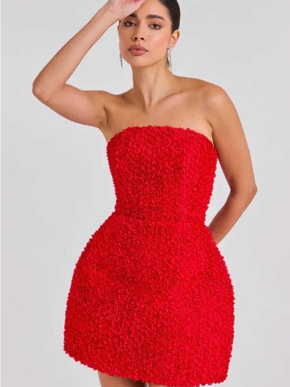 Nadine Merabi Maisy 3D Tulip Floral Strapless Mini Dress - Picture 2 of 5